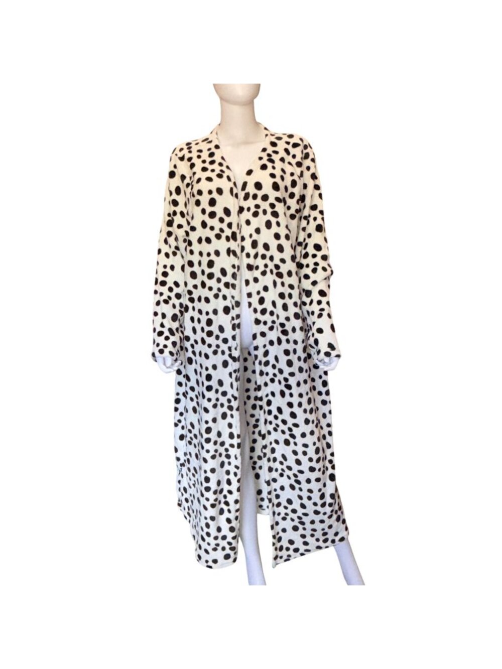 Plus Size 4XL Dalmatian Print Plush Robe Jacket Cozy Cruella De Vil Halloween